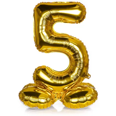 Folienballon 5, stehend, gold Image
