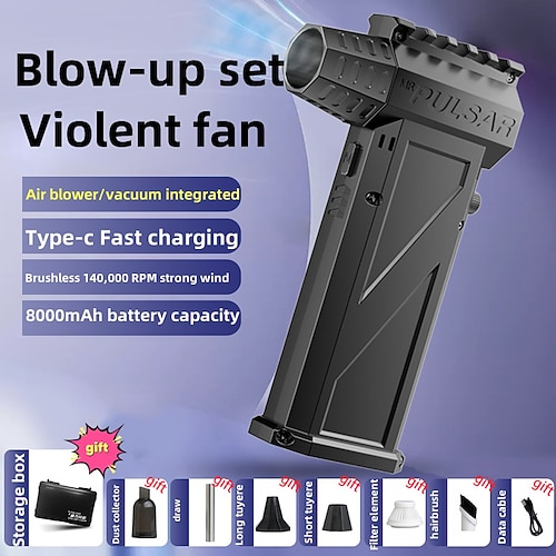 140.000 U/min Druckluft-Staubwedel, Mini-Gebläse, Turbo-Ventilator, Tastaturreiniger fürs Büro, keine Dose, wiederverwendbar, guter Ersatz, Dose, elektrischer PC-Reinigungsstrahl-Trockner, Gebläse, Image