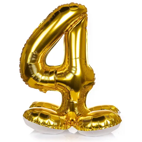 Ballon chiffre ""4"", tenant debout, doré