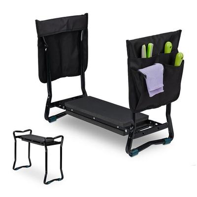 relaxdays Kniebank für Gartenarbeit 60 cm schwarz schwarz, 60x50x27.5 cm