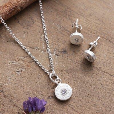 Ethereal Glimpse,'Minimalist Sterling Silver Necklace and Earrings Jewelry Set'
