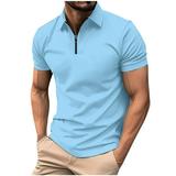 EOYWHK Summer Golf Shirts for Men Formal Casual Business Polos Short Sleeve Quick Drying Muscle Button-Up Lapel Blouse Rollbacks S-3XL