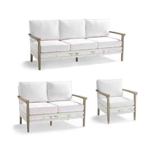 Eberly Seating Replacement Cushions - Loveseat, Custom Sunbrella Rain, Rain Peacock - Frontgate