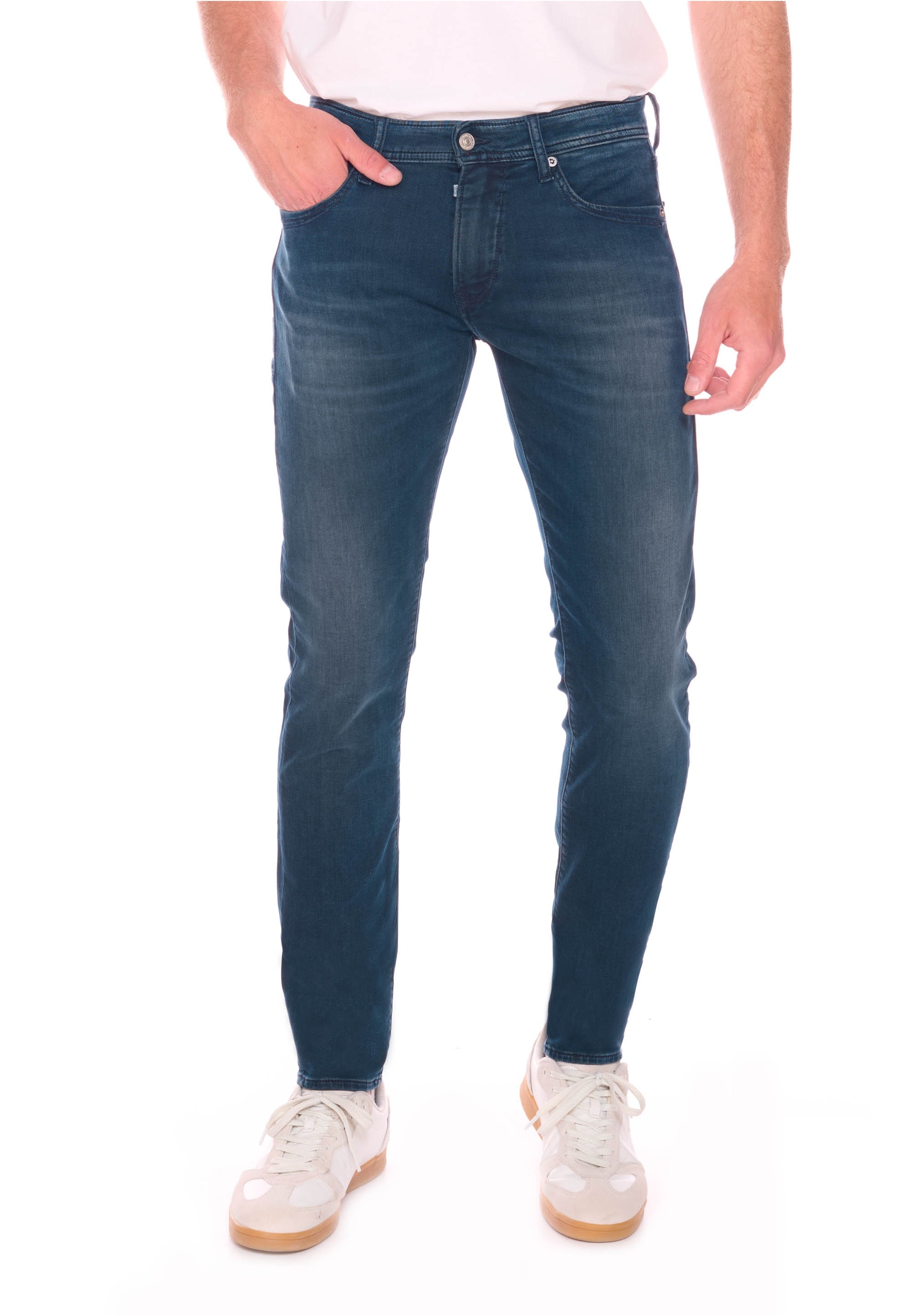 Slim-fit-Jeans LE TEMPS DES CERISES "700/11JO", Herren, Gr. 32, US-Größen, blau, 80% Baumwolle, 16% Polyester, 4% Elasthan, Jeans Slim-fit-Jeans, mit eng anliegendem Schnitt