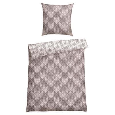 Wendebettwäsche SCHIESSER "Mabel aus weicher Baumwolle mit abstraktem Muster", grau, B/L: 135cm x 200cm, , Feinbiber, B/L: 80cm x 80cm, Feinbiber, Obermaterial: 100% Baumwolle, Bettwäsche, Made in Green Image
