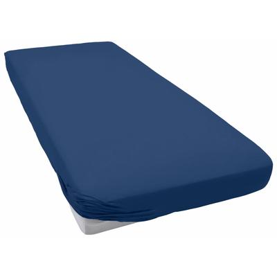 Spannbettlaken PRIMERA "Elasthan-Feinjersey", blau (marine), B:140-160cm L:200-220cm, Jersey-Elasthan, Obermaterial: 95% Baumwolle, 5% Elasthan, Laken, PREMIUM, aus 95% gekämmter Baumwolle und 5% Elasthan, bis 28 cm Höhe Image
