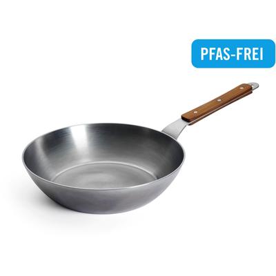 Schmorpfanne WOLL "Woll Carbon Steel Hochrandpfanne", silber (silberfarben), B:28cm H:7cm L:52cm Ø:28cm, Pfannen, natürlicher Antihafteffekt nach dem Einbrennen Image