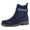 Chelseaboots GABOR, Damen, Gr. 38,5, blau (nachtblau), Veloursleder, Elastischer Einsatz, unifarben, modisch, Schuhe, Blockabsatz, Herbstmode, Stiefelette mit Zierkette am Schaft
