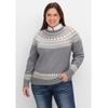 Strickpullover SHEEGO BY JOE BROWNS "Große Größen", Damen, Gr. 44/46, grau (grau meliert), Feinstrick, Obermaterial: 47% Viskose (LENZING ECOVERO), 29% Polyester, 21% Polyamid, 3% metallisierte Fasern, gemustert, feminin, figurumspielend kurz,...