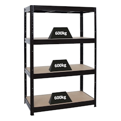 PROREGAL Schwerlastregal Dino | HxBxT 180x120x60 cm | Fachlast 600kg | Schwarz | Stecksystem Lagerregal Regalsystem Image
