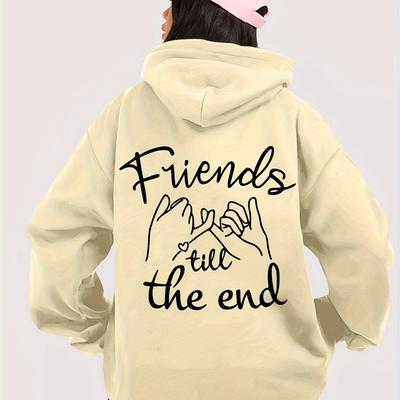 TEMU Women's Casual Hoodie Till Letter Print - Cozy Polyester, Machine Washable, Kangaroo Pocket | Spring/fall