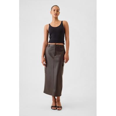 Gap Womens Brown Faux Leather Cargo Midi Skirt - Brown