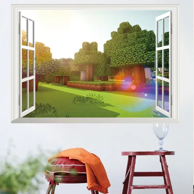 Cartoon steve Anime Spiel 3D windows Wand Aufkleber Pixel Welt Home Decor Spiel Peripheren Poster Sandkasten Spiele Image
