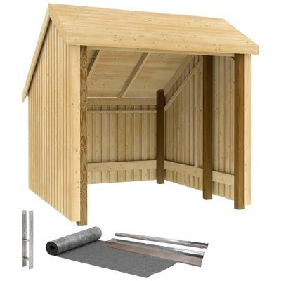 Gartenhaus PLUS, beige (natur), Holz, Gartenhäuser, Fahrradunterstand offen, inkl. Dachpappe/Aluleisten/H-Pfostenfüße Image