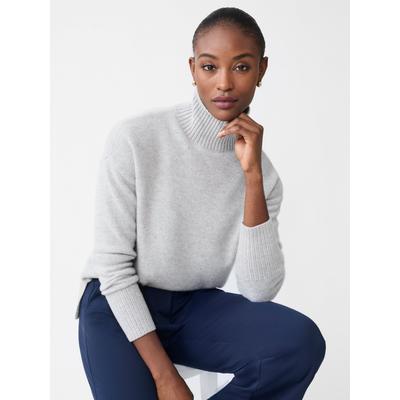 J.McLaughlin Women's Dina Cashmere Turtleneck Top Light Heather Gray, Size Large