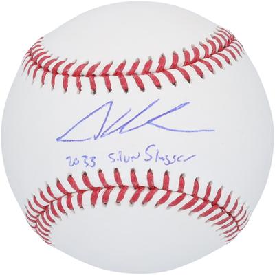 Von Adley Rutschman signierter Baseball der Baltimore Orioles mit der Aufschrift „2023 Silver Slugger“ Image