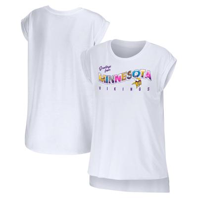 Damenbekleidung von Erin Andrews Weißes Minnesota Vikings Greetings From Muscle T-Shirt Image