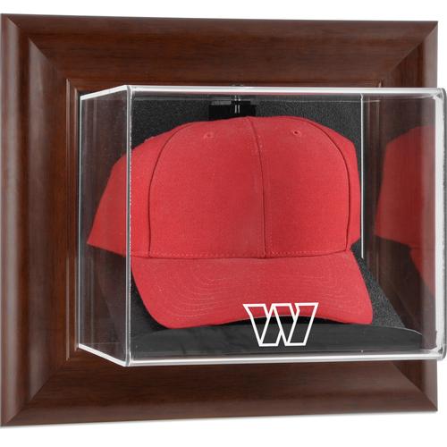 Washington Commanders - Wandvitrine mit Logo-Kappen, brauner Rahmen