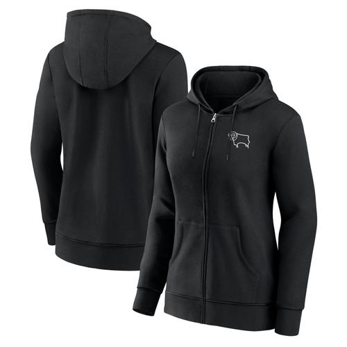 Derby County Essentials Small Crest Full Zip Hoodie – Schwarz – Damen