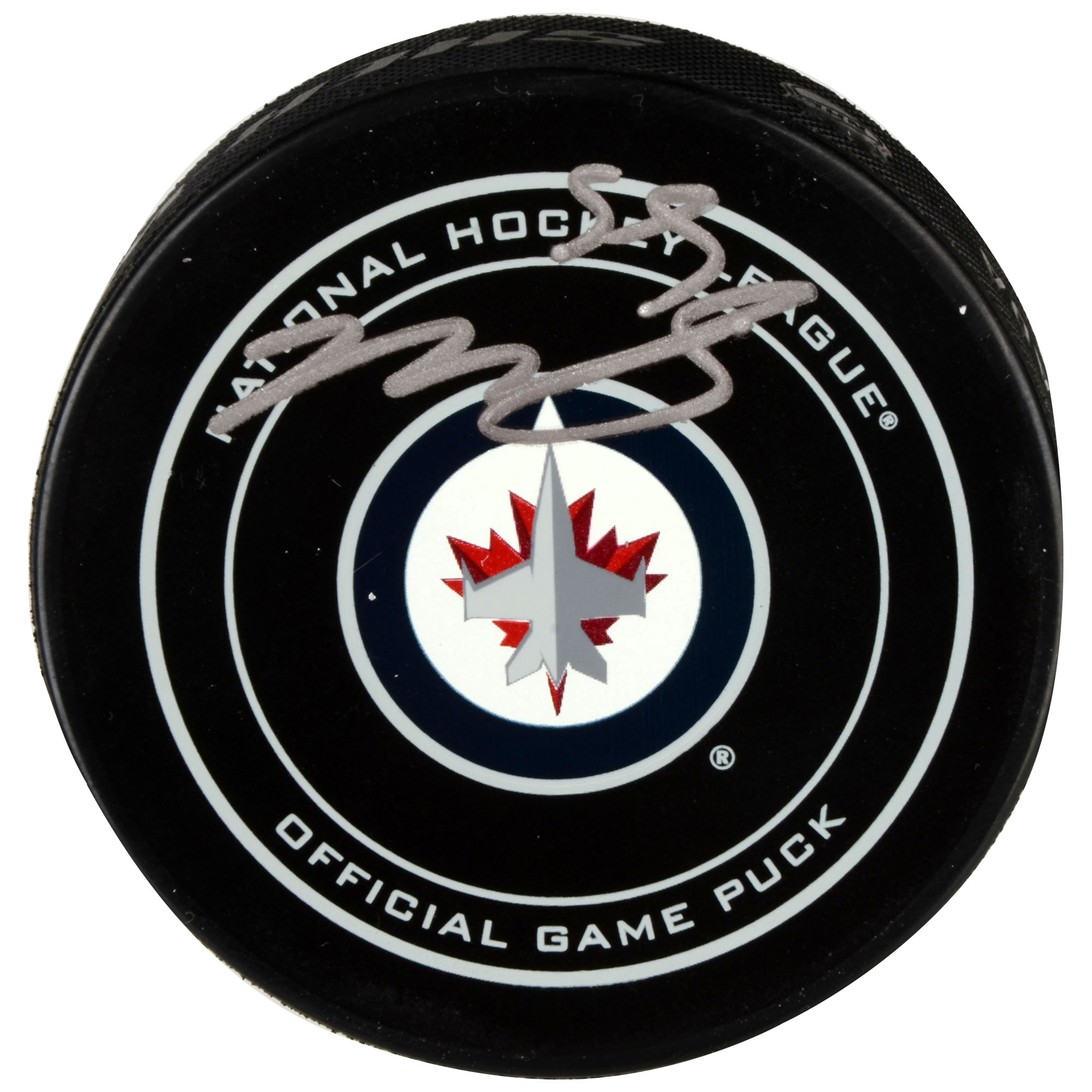 Von Mark Scheifele signierter offizieller Spielpuck der Winnipeg Jets Image
