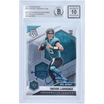 Trevor Lawrence Jacksonville Jaguars signierte 2021 Panini Mosaic NFL Debüt #241 Beckett Fanatics bezeugte authentifizierte 10 Rookie-Karte Image