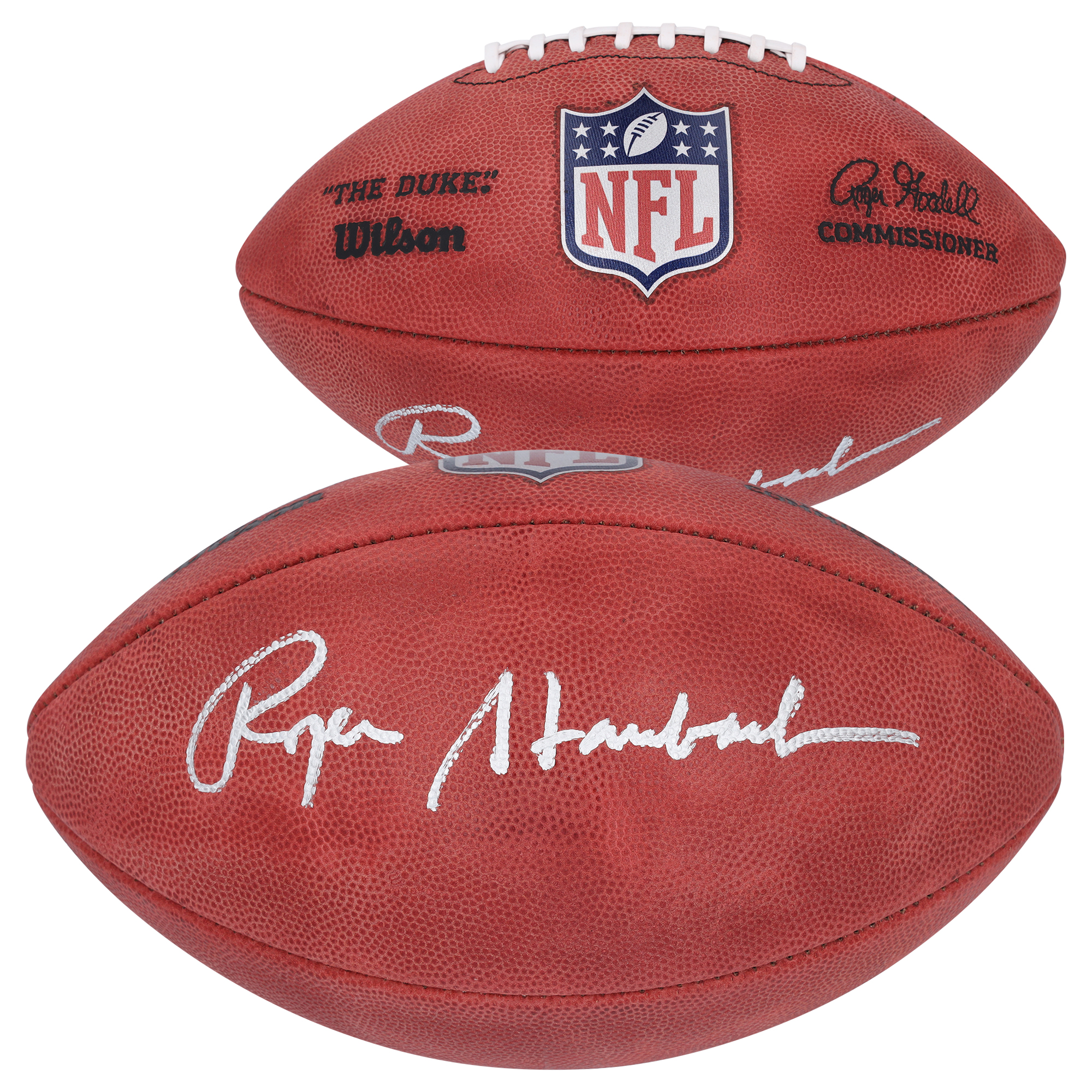 "Roger Staubach Dallas Cowboys signierter Duke-Football in Farbe" Image