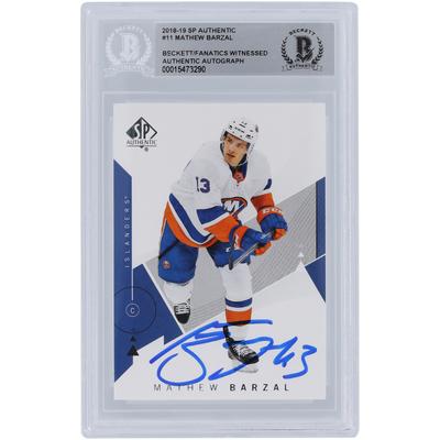 Mathew Barzal New York Islanders Autogrammkarte 2018–19 Upper Deck SP Authentic # 11 Beckett Fanatics bezeugte authentifizierte Karte Image