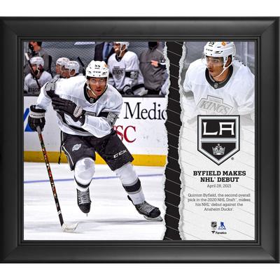 Quinton Byfield, Los Angeles Kings, gerahmte 15 x 17 Zoll große NHL-Debüt-Collage Image