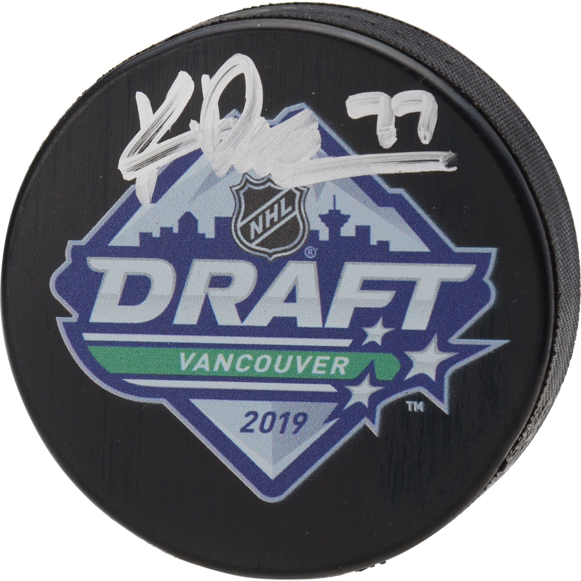 Kirby Dach Montreal Canadiens signierter Hockeypuck mit NHL-Draft-Logo 2019 Image