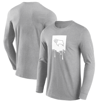 Derby County Liquify Graphic Langarm-T-Shirt – Grau meliert – Herren Image