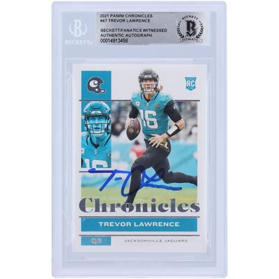 Trevor Lawrence Jacksonville Jaguars signierte 2021 Panini Chronicles #47 Beckett Fanatics bezeugte authentifizierte Rookie-Karte Image