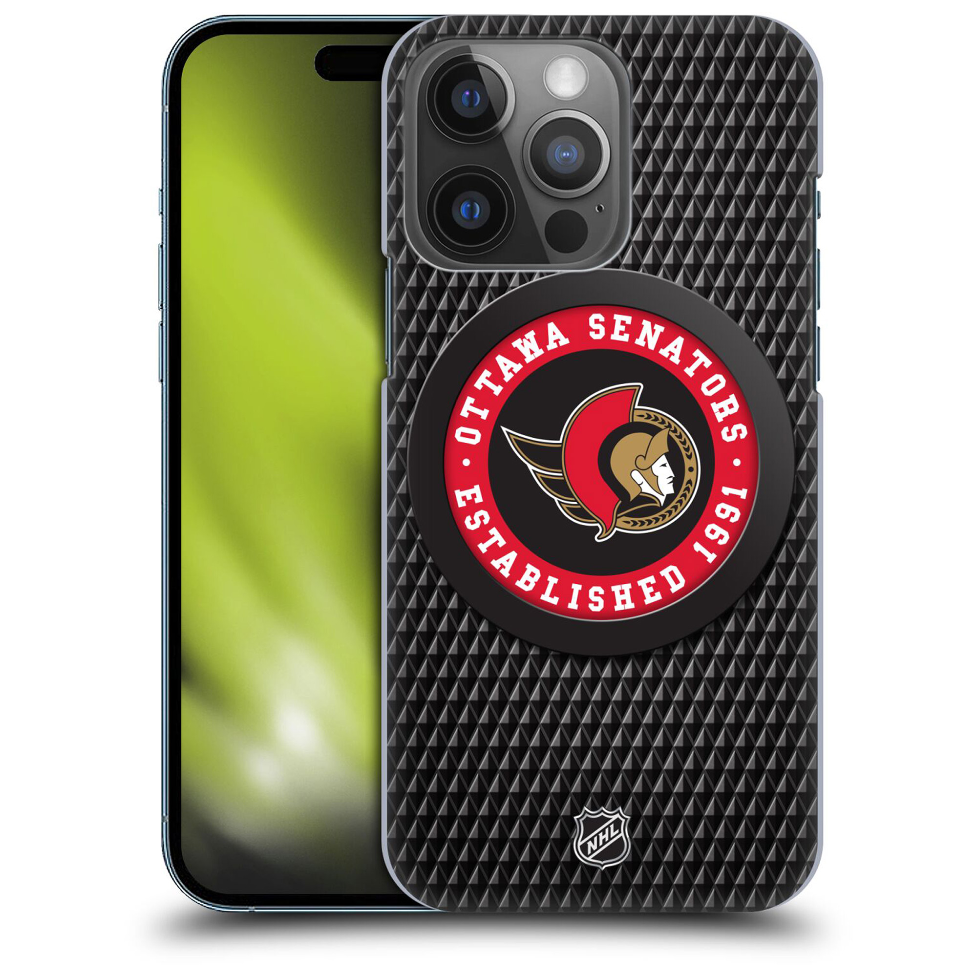Ottawa Senators NHL Puck Texture Grafik Phone Case - iPhone Image