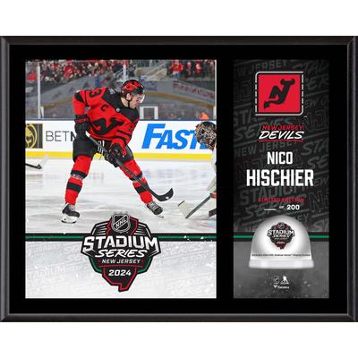 Nico Hischier New Jersey Devils 12" x 15" 2024 NHL Stadium Series Sublimierte Plakette mit beim Spiel verwendetem Eis - Limitierte Auflage von 200 Image
