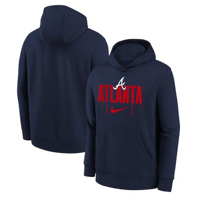 Atlanta Braves Club Fleece Club Stack Kapuzenpullover – Marineblau – Jugendliche Image