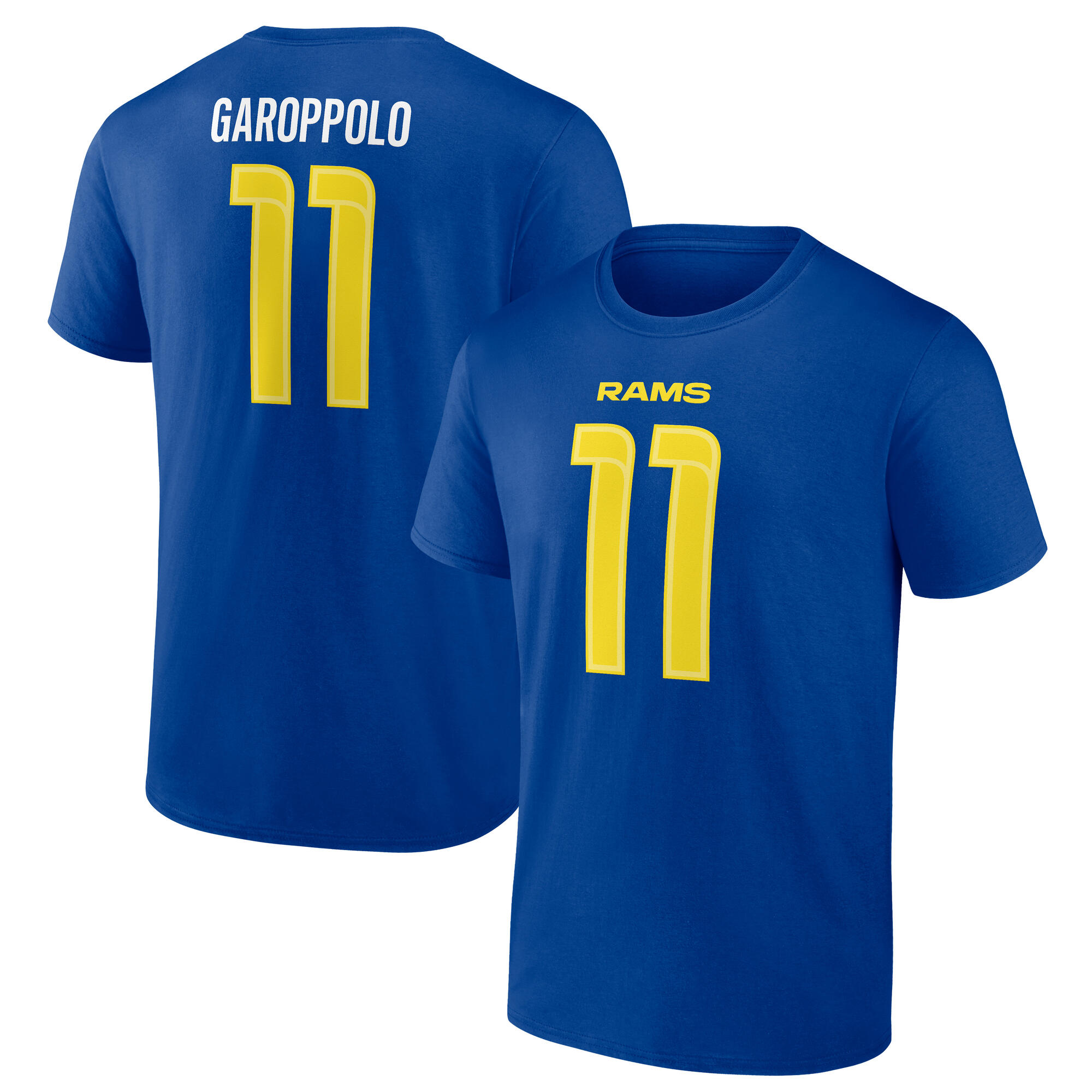 Los Angeles Rams Name und Nummer Grafik T-Shirt - Jimmy Garoppolo 11 - Herren Image