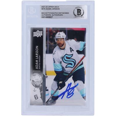 Adam Larsson Seattle Kraken signierte 2021-22 Upper Deck Extended Series #679 Beckett Fanatics bezeugte authentifizierte Karte Image