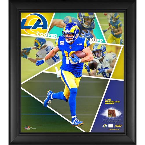 Cooper Kupp Los Angeles Rams - gerahmte Collage mit Impact-Spielern, 38,1 x 43,2 cm, mit einem Stück eines beim Spiel verwendeten Footballs – limitierte Auflage von 500 Stück