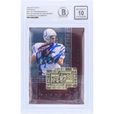 Peyton Manning Indianapolis Colts signiert 1998 Upper Deck SPX Finite Radiance #287 #1043/3600 Beckett Fanatics bezeugt authentifiziert 10 Rookie-Karte Image