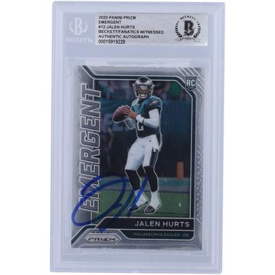 Jalen Hurts Philadelphia Eagles signierte 2020 Panini Prizm Emergent #12 Beckett Fanatics bezeugte authentifizierte Rookie-Karte Image