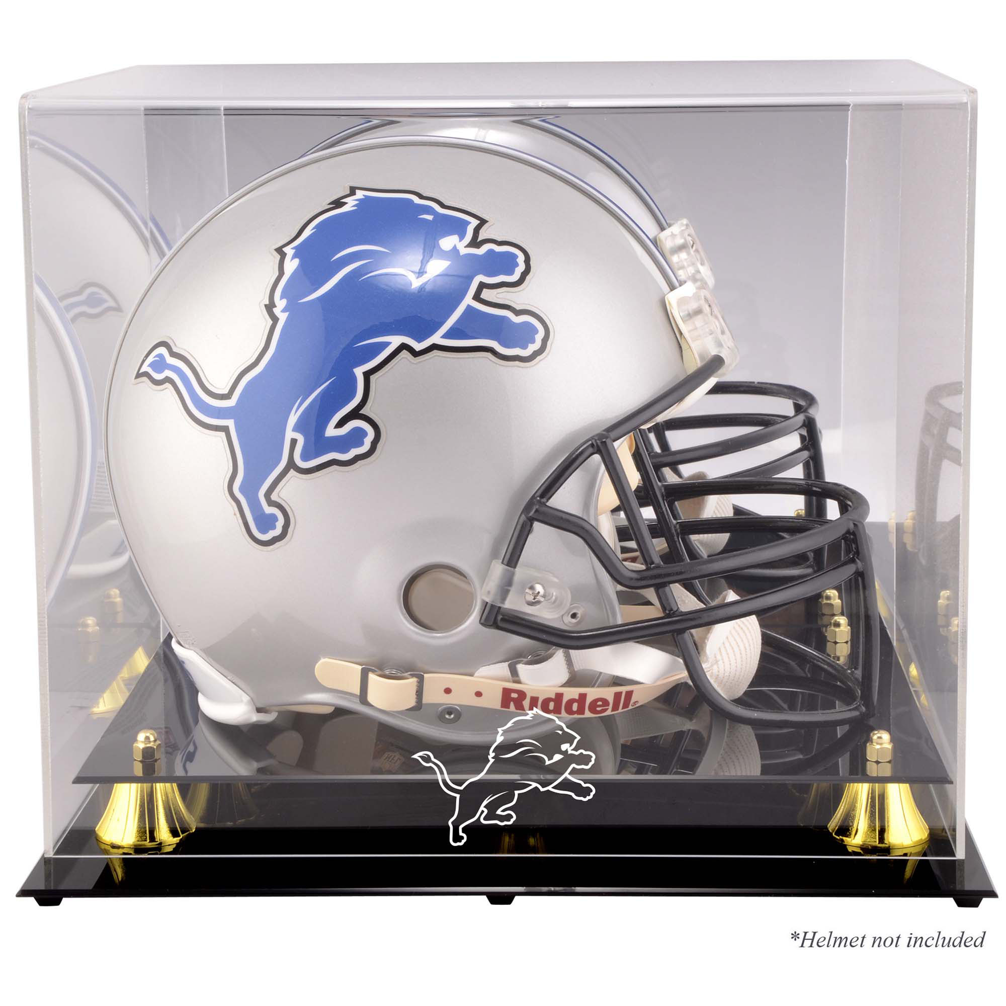 Detroit Lions Golden Classic Helmvitrine mit verspiegelter Rückseite Image