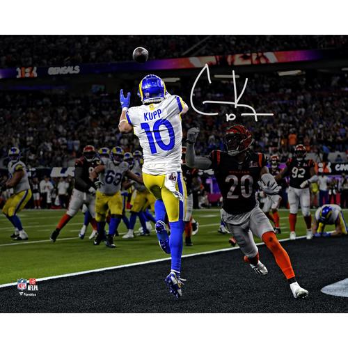 Autogrammfoto der Los Angeles Rams vom Super Bowl LVI Champions mit spielentscheidendem Touchdown-Catch, 20,3 x 25,4 cm, von Cooper Kupp