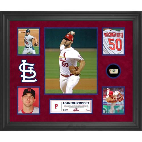 Adam Wainwright St. Louis Cardinals gerahmte 5-Foto-Collage mit Stück eines Spielballs