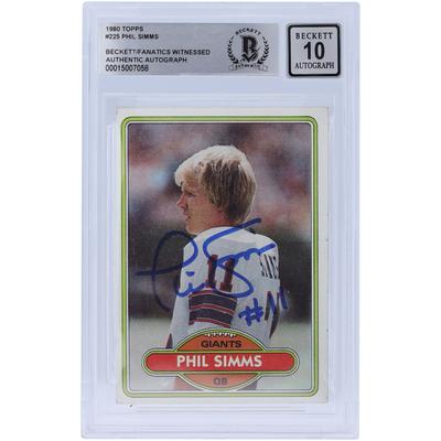Phil Simms New York Giants signierte 1980 Topps #225 Beckett Fanatics bezeugte authentifizierte 10 Rookie-Karte Image