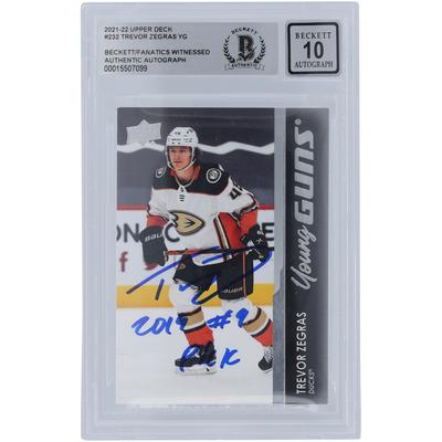 Trevor Zegras Anaheim Ducks signiert 2021-22 Upper Deck Serie 1 Young Guns #232 Beckett Fanatics bezeugt authentifizierte 10 Rookie-Karte mit "2019 #9 Pick" Inschrift Image