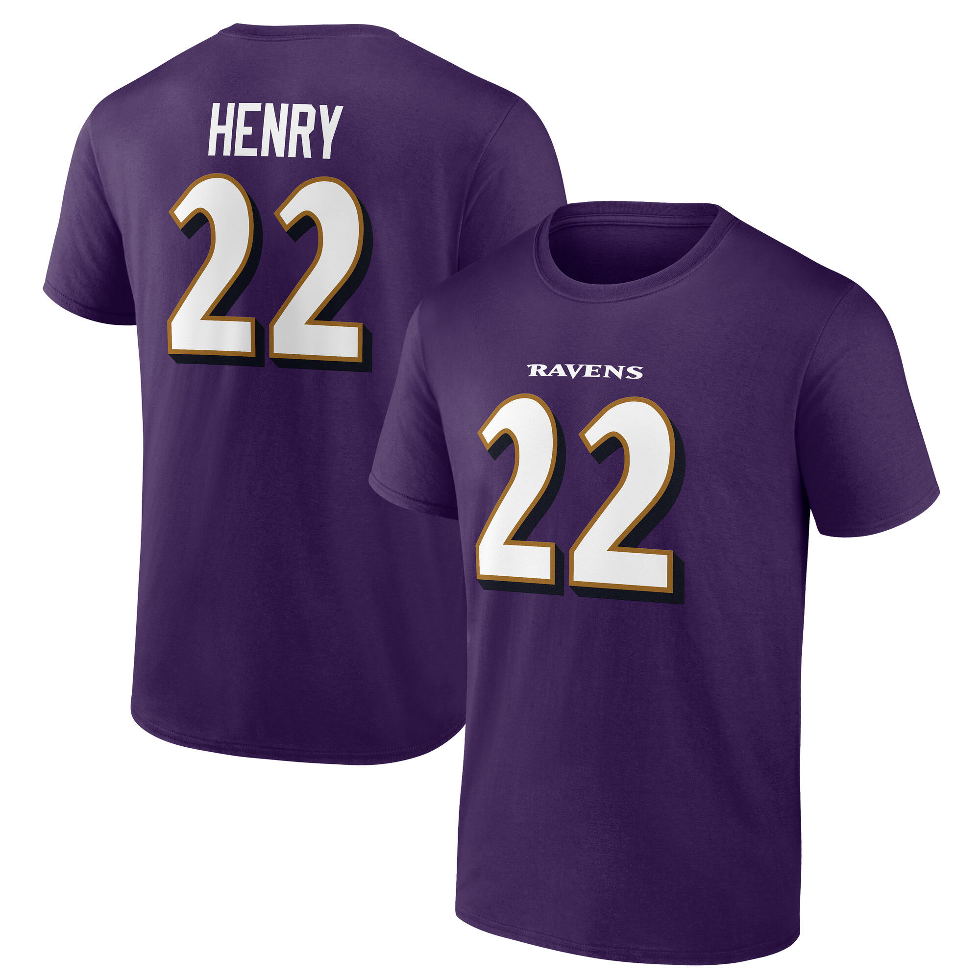Baltimore Ravens Name und Nummer Grafik T-Shirt - Derrick Henry 22 - Herren Image
