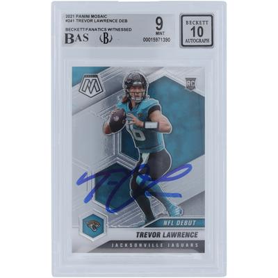 Trevor Lawrence Jacksonville Jaguars signierte 2021 Panini Mosaic #241 Beckett Fanatics bezeugte authentifizierte 9/10 Rookie-Karte Image