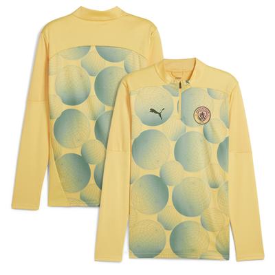 Manchester City PUMA Prematch 1/4 ReißverschluShort Sleeve Oberteil - Flax Image