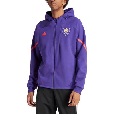 Lila adidas Orlando City SC 2024 Anthem Travel Raglanärmel-Jacke mit durchgehendem Reißverschluss für Herren Image