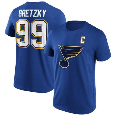 St. Louis Blues Fanatics Branded Iconic Name & Number Graphic T-Shirt - Royal - Gretsky 99 - Herren Image