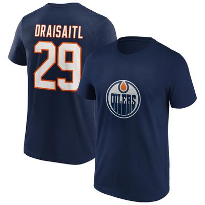 Edmonton Oilers Fanatics Branded Iconic Name & Number Graphic T-Shirt – Navy – Leon Draisaitl 29 – Herren Image